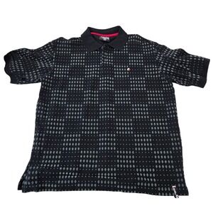 South Pole Mens Black Diamond Pattern Polo Shirt XL Authentic Collection